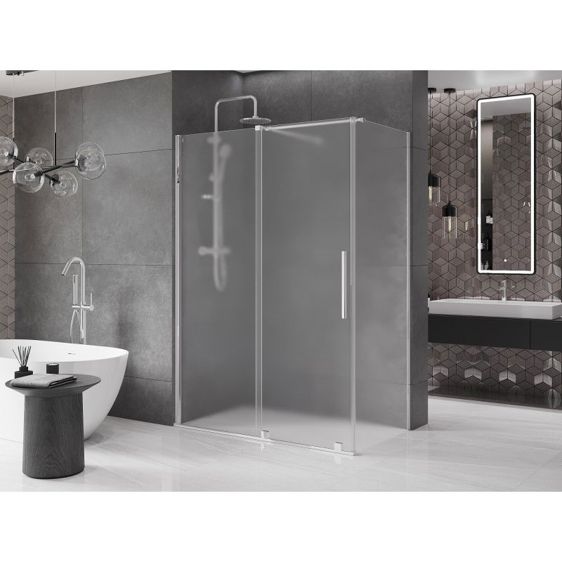 Mexen Velar Sliding Shower Cabin 160 x 75 cm, Frosted, Chrome - 871-160-075-31-01