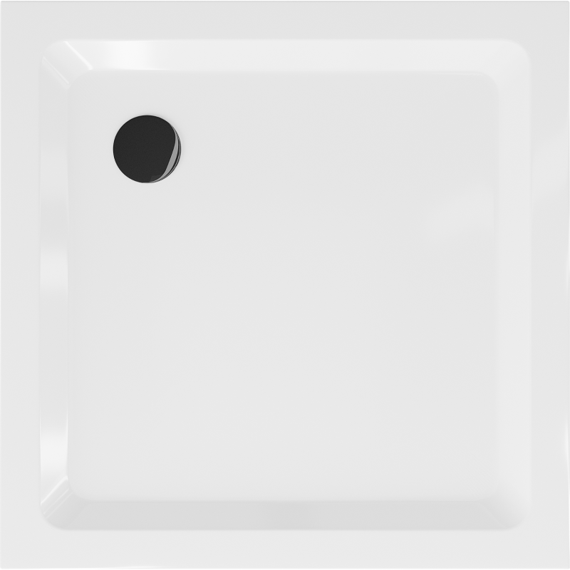 Mexen Flat slim square shower tray 100 x 100 cm, white, black siphon - 40101010B