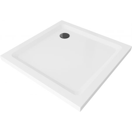 Mexen Flat square slim shower tray 90 x 90 cm, white, black siphon - 40109090B
