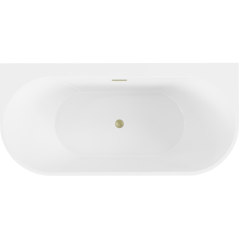 Mexen Oval+ freestanding back-to-wall bathtub 170 x 80 cm, white, brushed gold overflow - 52681708000-55