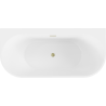 Mexen Oval+ freestanding back-to-wall bathtub 170 x 80 cm, white, brushed gold overflow - 52681708000-55