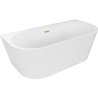 Mexen Oval+ freestanding back-to-wall bathtub 170 x 80 cm, white, brushed gold overflow - 52681708000-55