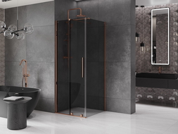 Mexen Velar sliding shower cabin 90 x 90 cm, graphite, rose gold - 871-090-090-41-60
