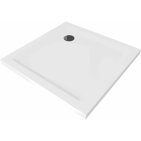 Mexen Flat slim square shower tray 80 x 80 cm, White, Black siphon - 40108080B