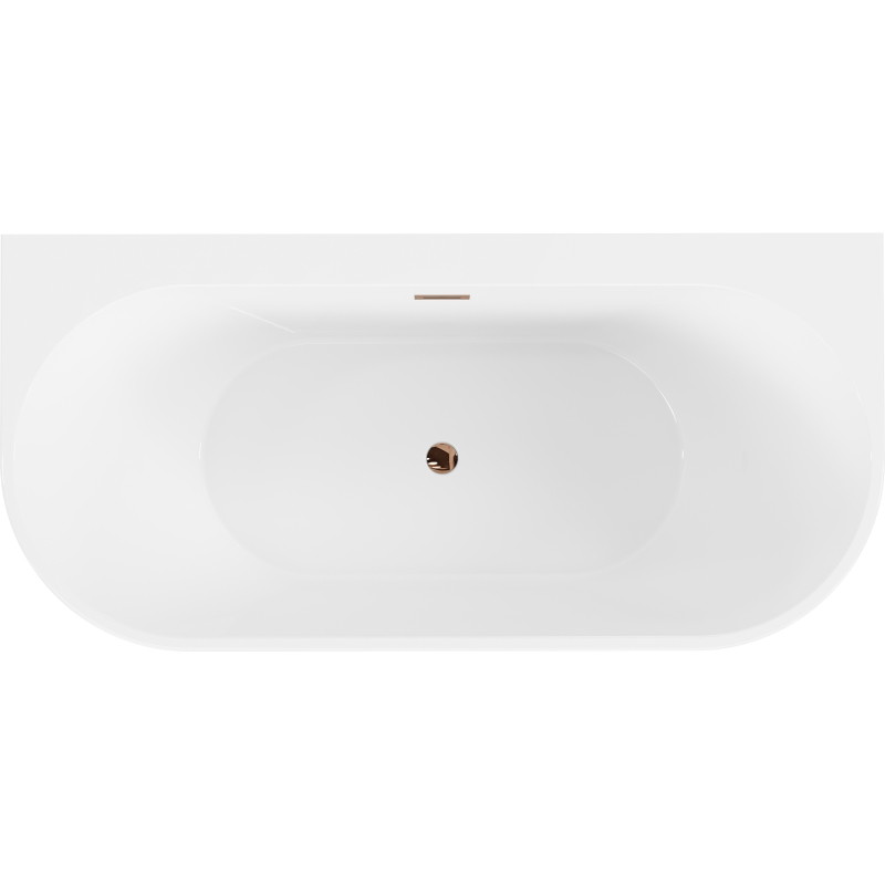 Mexen Oval+ freestanding back-to-wall bathtub 170 x 80 cm, white, rose gold overflow - 52681708000-60
