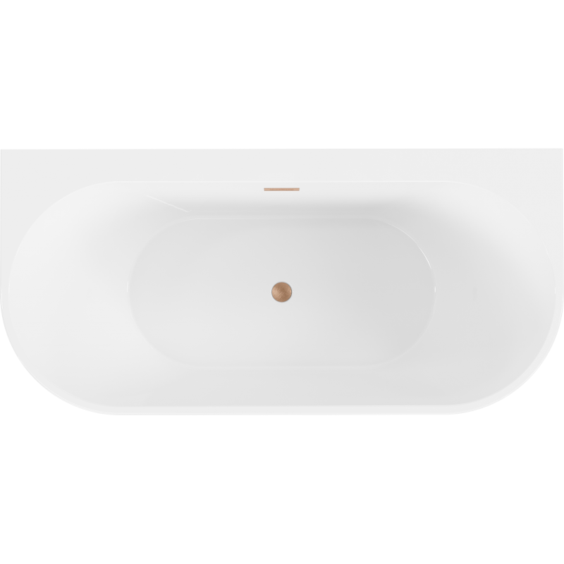 Mexen Oval+ freestanding back-to-wall bathtub 170 x 80 cm, white, brushed copper overflow - 52681708000-65
