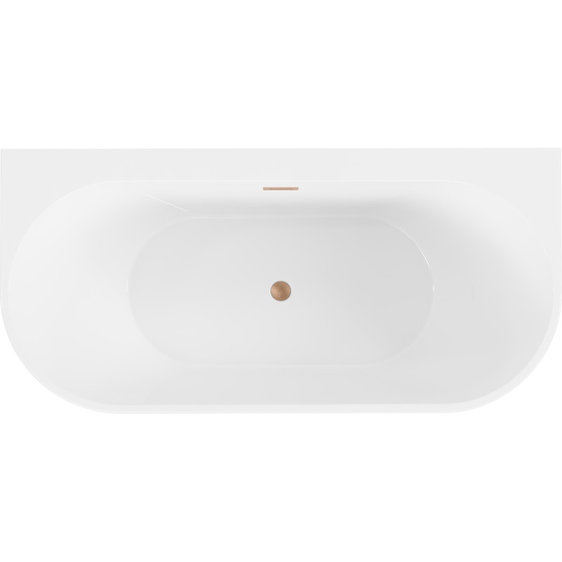 Mexen Oval+ freestanding wall bathtub 170 x 80 cm, white, brushed copper overflow - 52681708000-65