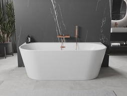 Mexen Oval+ freestanding back-to-wall bathtub 170 x 80 cm, white, brushed copper overflow - 52681708000-65