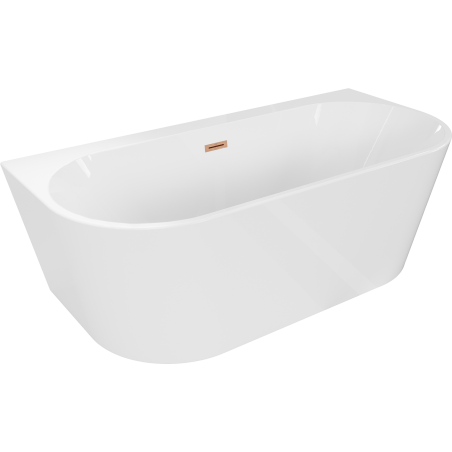 Mexen Oval+ freestanding back-to-wall bathtub 170 x 80 cm, white, brushed copper overflow - 52681708000-65
