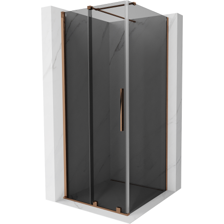 Mexen Velar sliding shower enclosure 100 x 100 cm, graphite, rose gold - 871-100-100-41-60