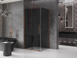 Mexen Velar sliding shower cabin 100 x 70 cm, graphite, rose gold - 871-100-070-41-60