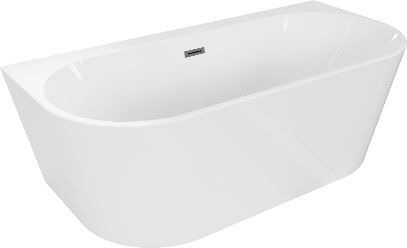 Mexen Oval+ free-standing wall-mounted bathtub 170 x 80 cm, white, overflow gun gray brushed - 52681708000-66