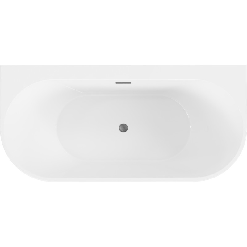Mexen Oval+ freestanding wall-adjacent bathtub 170 x 80 cm, white, brushed gun gray overflow - 52681708000-66