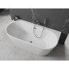 Mexen Oval+ freestanding wall-adjacent bathtub 170 x 80 cm, white, brushed gun gray overflow - 52681708000-66