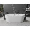 Mexen Oval+ freestanding wall-adjacent bathtub 170 x 80 cm, white, brushed gun gray overflow - 52681708000-66