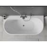 Mexen Oval+ freestanding wall-adjacent bathtub 170 x 80 cm, white, brushed gun gray overflow - 52681708000-66