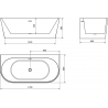 Mexen Oval+ free-standing wall-mounted bathtub 170 x 80 cm, white, overflow gun gray brushed - 52681708000-66