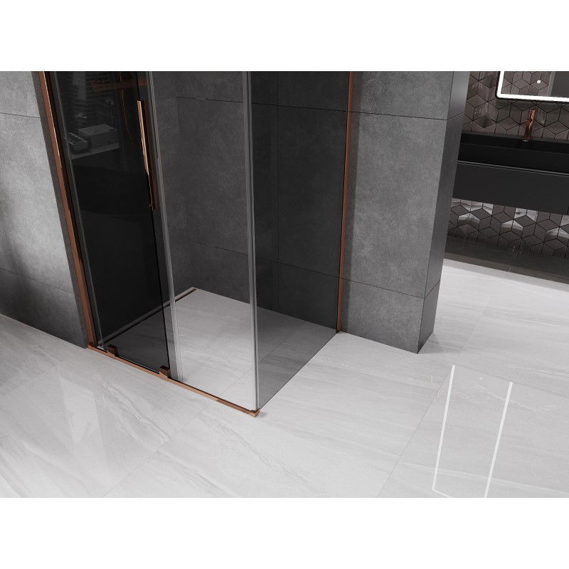 Mexen Velar Sliding Shower Enclosure 110 x 80 cm, Graphite, Rose Gold - 871-110-080-41-60