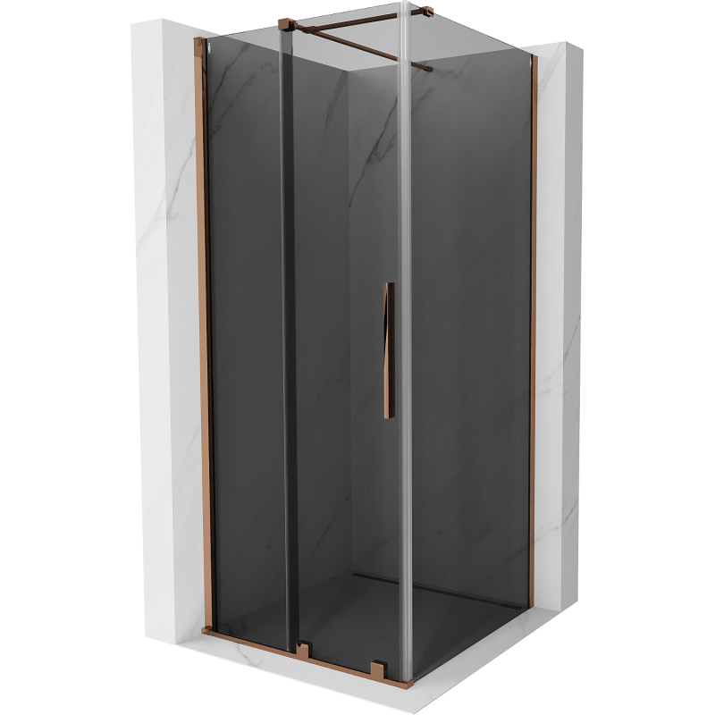 Mexen Velar sliding shower enclosure 110 x 110 cm, graphite, rose gold - 871-110-110-41-60