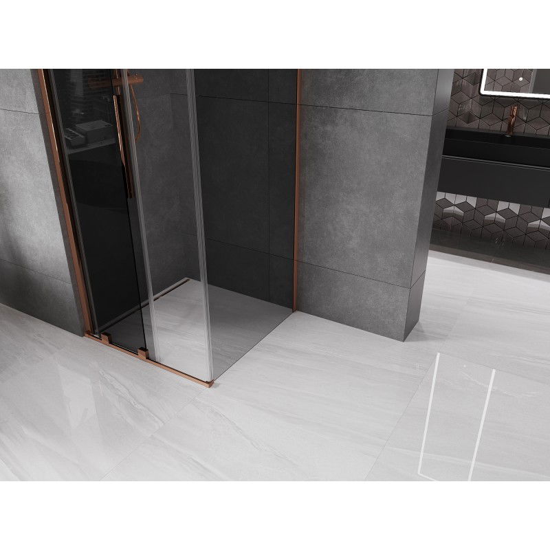 Mexen Velar sliding shower enclosure 110 x 110 cm, graphite, rose gold - 871-110-110-41-60