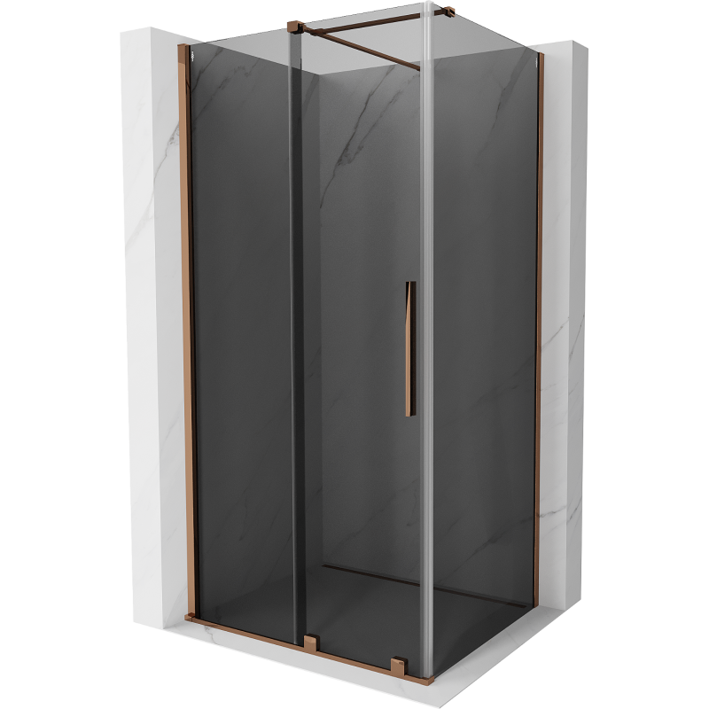 Mexen Velar sliding shower enclosure 120 x 75 cm, graphite, rose gold - 871-120-075-41-60