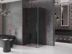 Mexen Velar sliding shower enclosure 120 x 110 cm, graphite, rose gold - 871-120-110-41-60