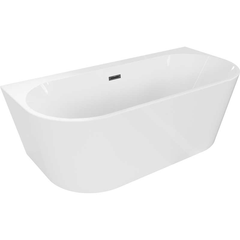 Mexen Oval+ freestanding back-to-wall bathtub 170 x 80 cm, white, black overflow - 52681708000-70