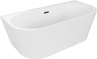 Mexen Oval+ free-standing wall-attached bathtub 170 x 80 cm, white, black overflow - 52681708000-70