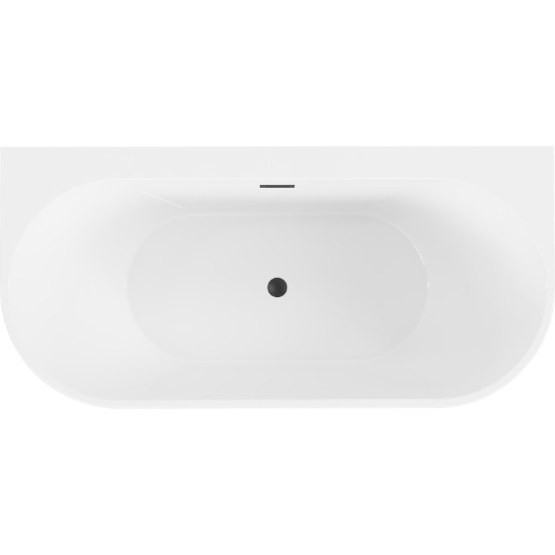 Mexen Oval+ freestanding back-to-wall bathtub 170 x 80 cm, white, black overflow - 52681708000-70