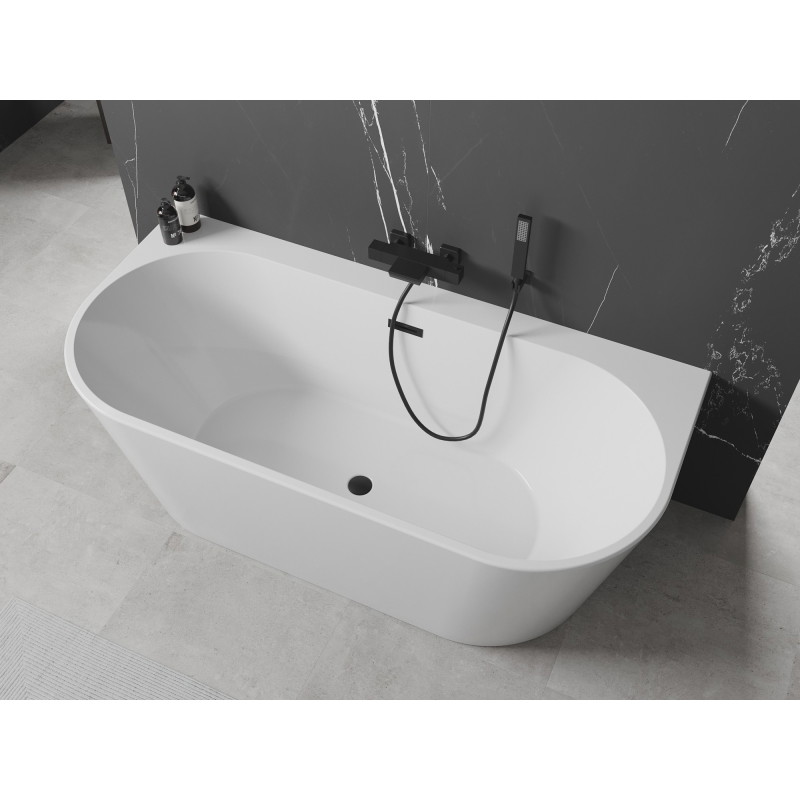 Mexen Oval+ freestanding back-to-wall bathtub 170 x 80 cm, white, black overflow - 52681708000-70