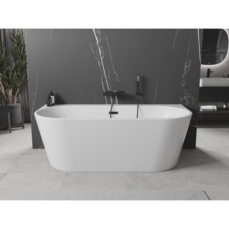 Mexen Oval+ freestanding back-to-wall bathtub 170 x 80 cm, white, black overflow - 52681708000-70