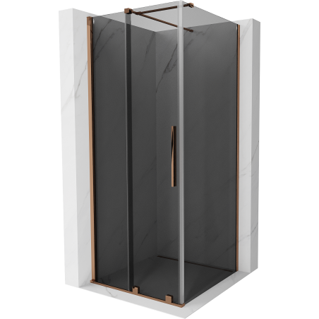 Mexen Velar sliding shower enclosure 120 x 120 cm, graphite, rose gold - 871-120-120-41-60