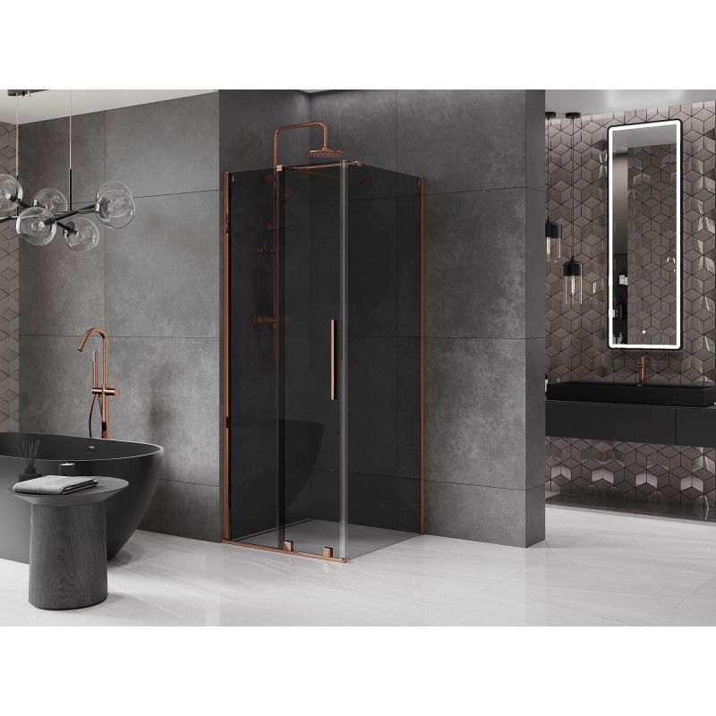 Mexen Velar sliding shower enclosure 120 x 120 cm, graphite, rose gold - 871-120-120-41-60