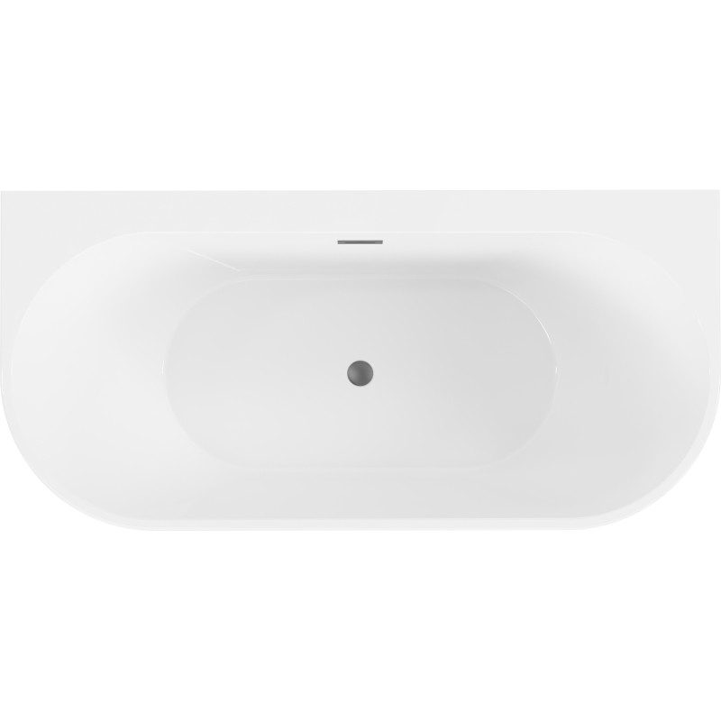 Mexen Oval+ free-standing back-to-wall bathtub 170 x 80 cm, white, gun metal overflow - 52681708000-95