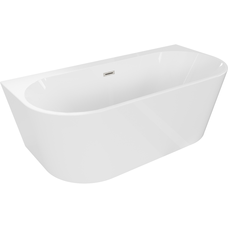 Mexen Oval+ free-standing wall-mounted bathtub 170 x 80 cm, white, brushed nickel overflow - 52681708000-97