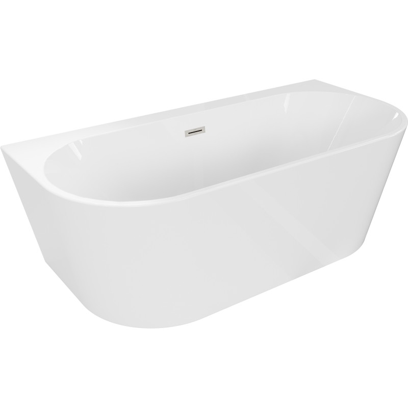 Mexen Oval+ freestanding side wall bathtub 170 x 80 cm, white, brushed nickel overflow - 52681708000-97