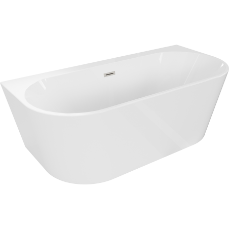 Mexen Oval+ freestanding side wall bathtub 170 x 80 cm, white, brushed nickel overflow - 52681708000-97