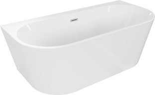 Mexen Oval+ freestanding side wall bathtub 170 x 80 cm, white, brushed nickel overflow - 52681708000-97