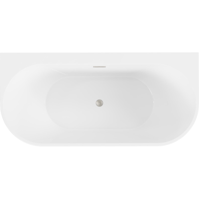 Mexen Oval+ freestanding side wall bathtub 170 x 80 cm, white, brushed nickel overflow - 52681708000-97