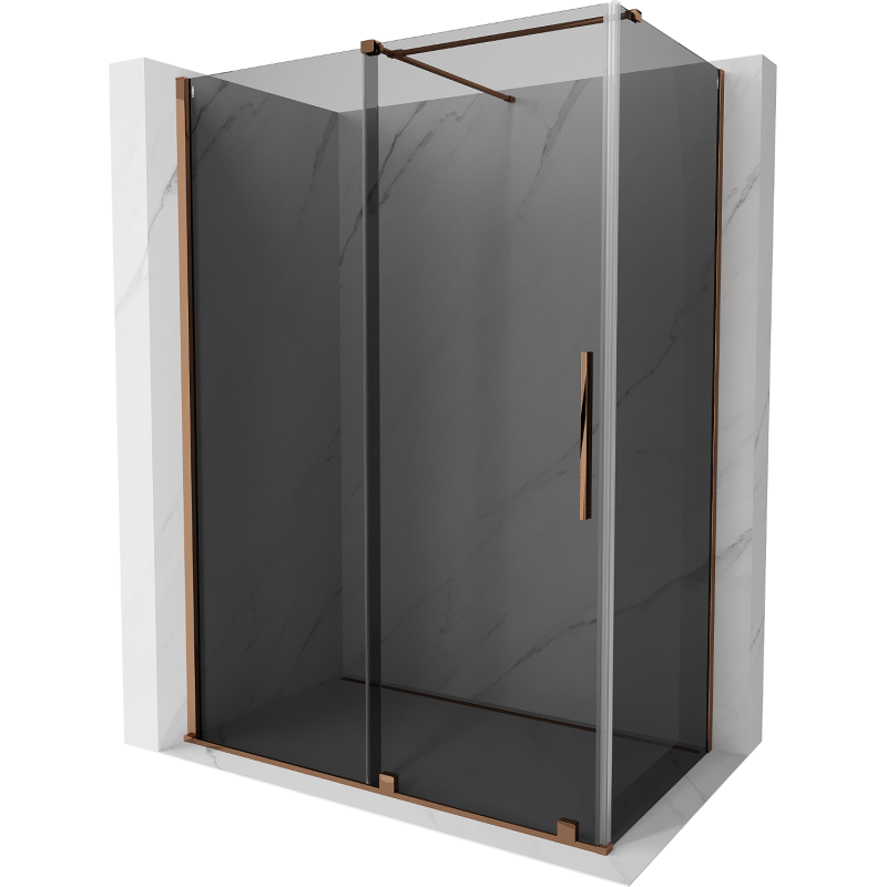 Mexen Velar sliding shower cabin 150 x 80 cm, graphite, rose gold - 871-150-080-41-60