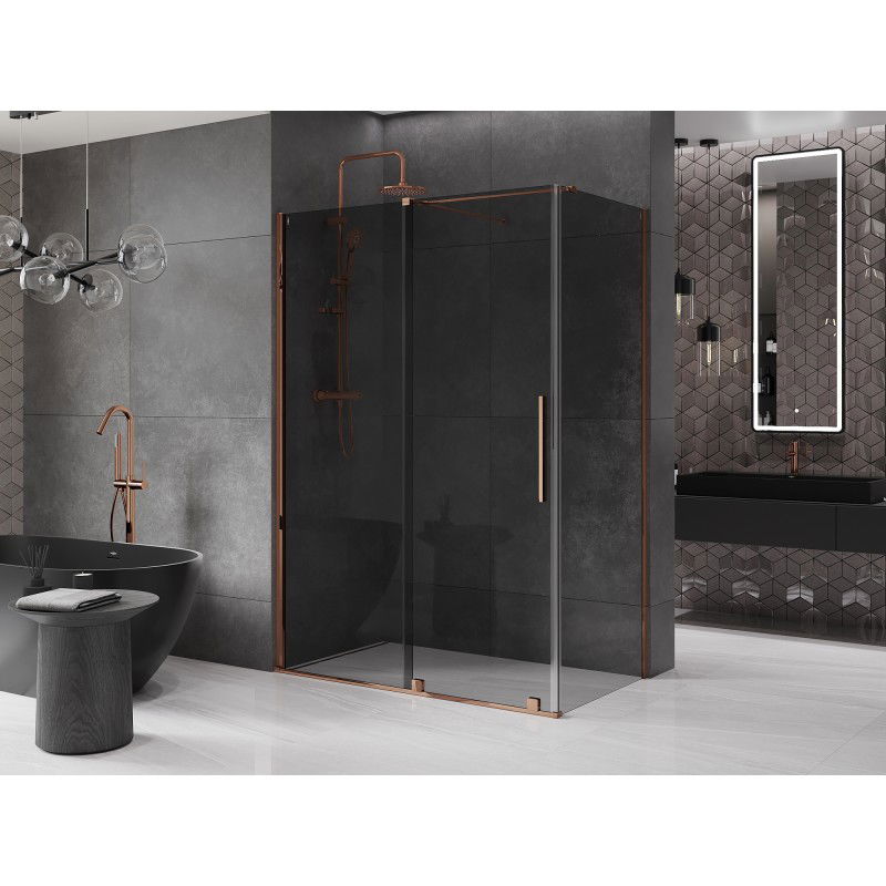 Mexen Velar sliding shower enclosure 150 x 70 cm, graphite, rose gold - 871-150-070-41-60