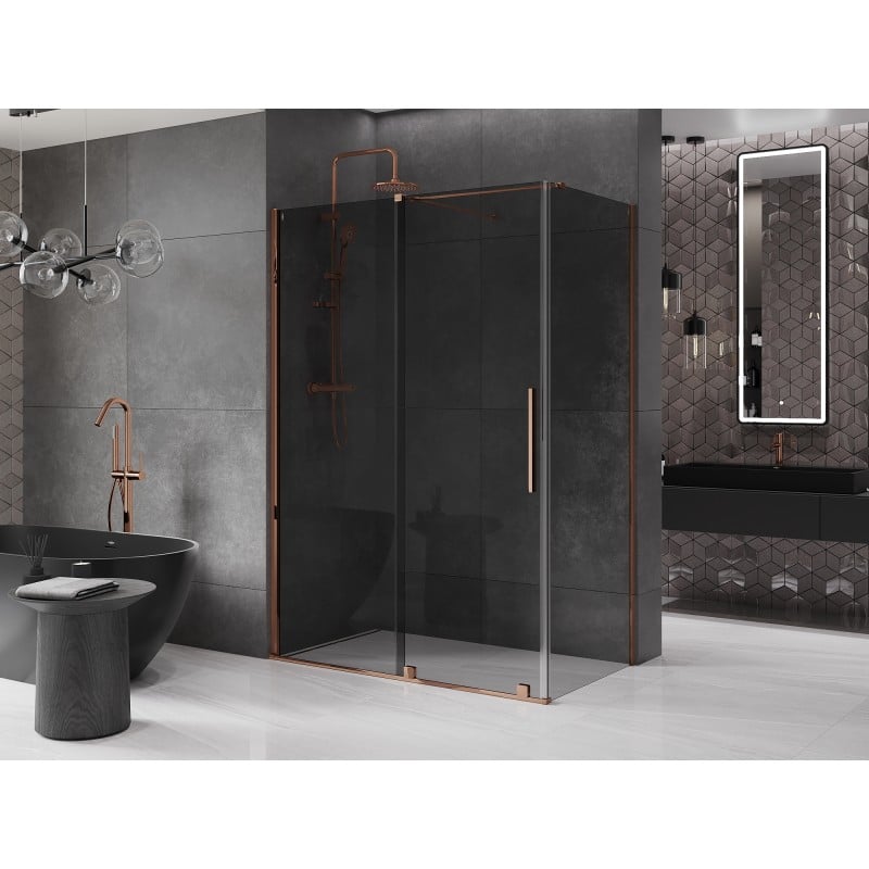Mexen Velar sliding shower cabin 150 x 80 cm, graphite, rose gold - 871-150-080-41-60