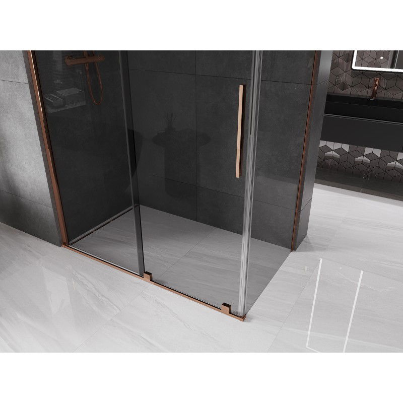 Mexen Velar sliding shower enclosure 150 x 75 cm, graphite, rose gold - 871-150-075-41-60