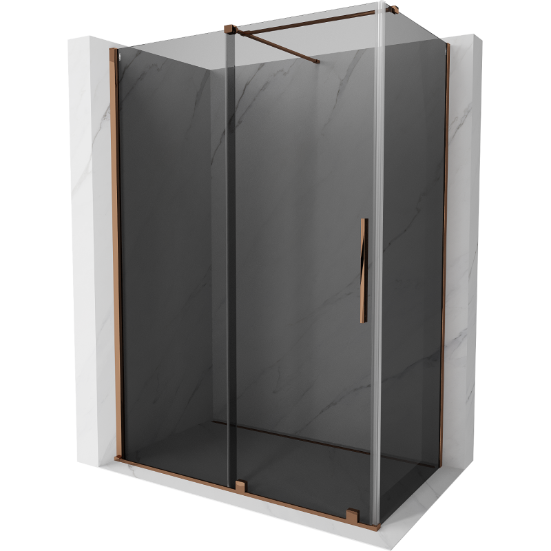 Mexen Velar Sliding Shower Enclosure 140 x 85 cm, Graphite, Rose Gold - 871-140-085-41-60