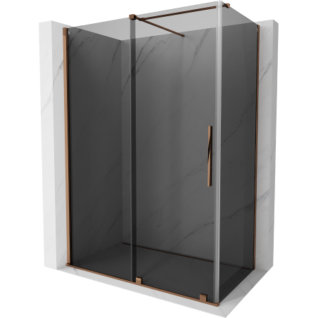 Mexen Velar Sliding Shower Enclosure 140 x 85 cm, Graphite, Rose Gold - 871-140-085-41-60