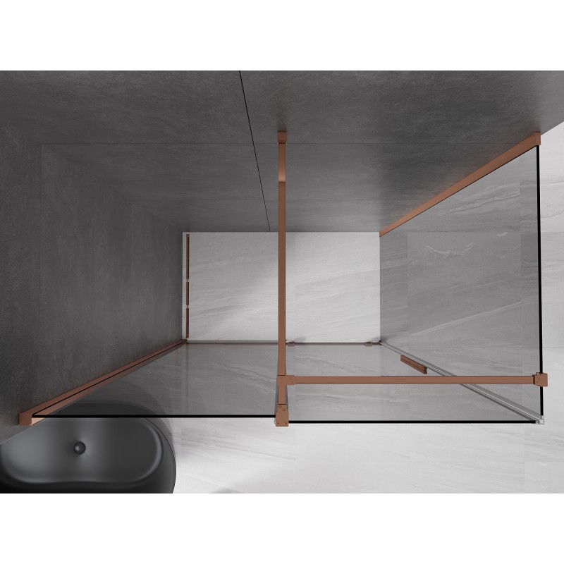 Mexen Velar Sliding Shower Enclosure 140 x 85 cm, Graphite, Rose Gold - 871-140-085-41-60