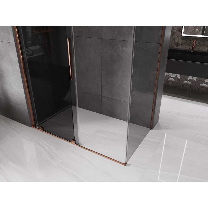 Mexen Velar Sliding Shower Enclosure 140 x 85 cm, Graphite, Rose Gold - 871-140-085-41-60
