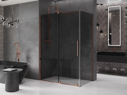 Mexen Velar sliding shower enclosure 160 x 90 cm, graphite, rose gold - 871-160-090-41-60
