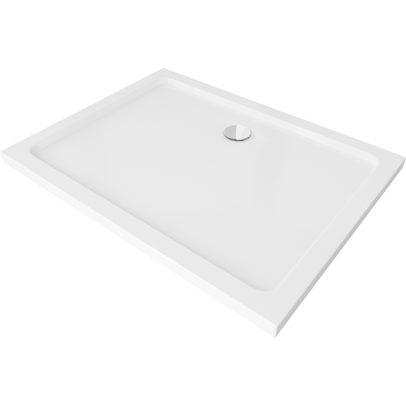Mexen Flat rectangular slim shower tray 110 x 90 cm, white, chrome siphon - 40109011