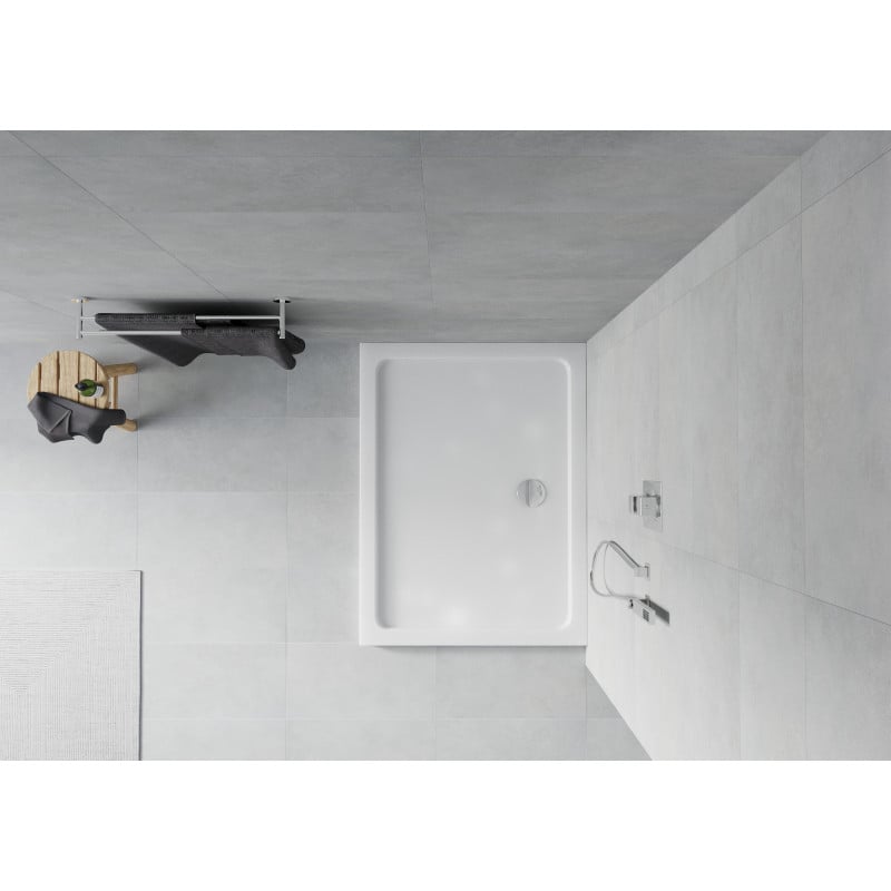 Mexen Flat rectangular slim shower tray 110 x 90 cm, white, chrome siphon - 40109011